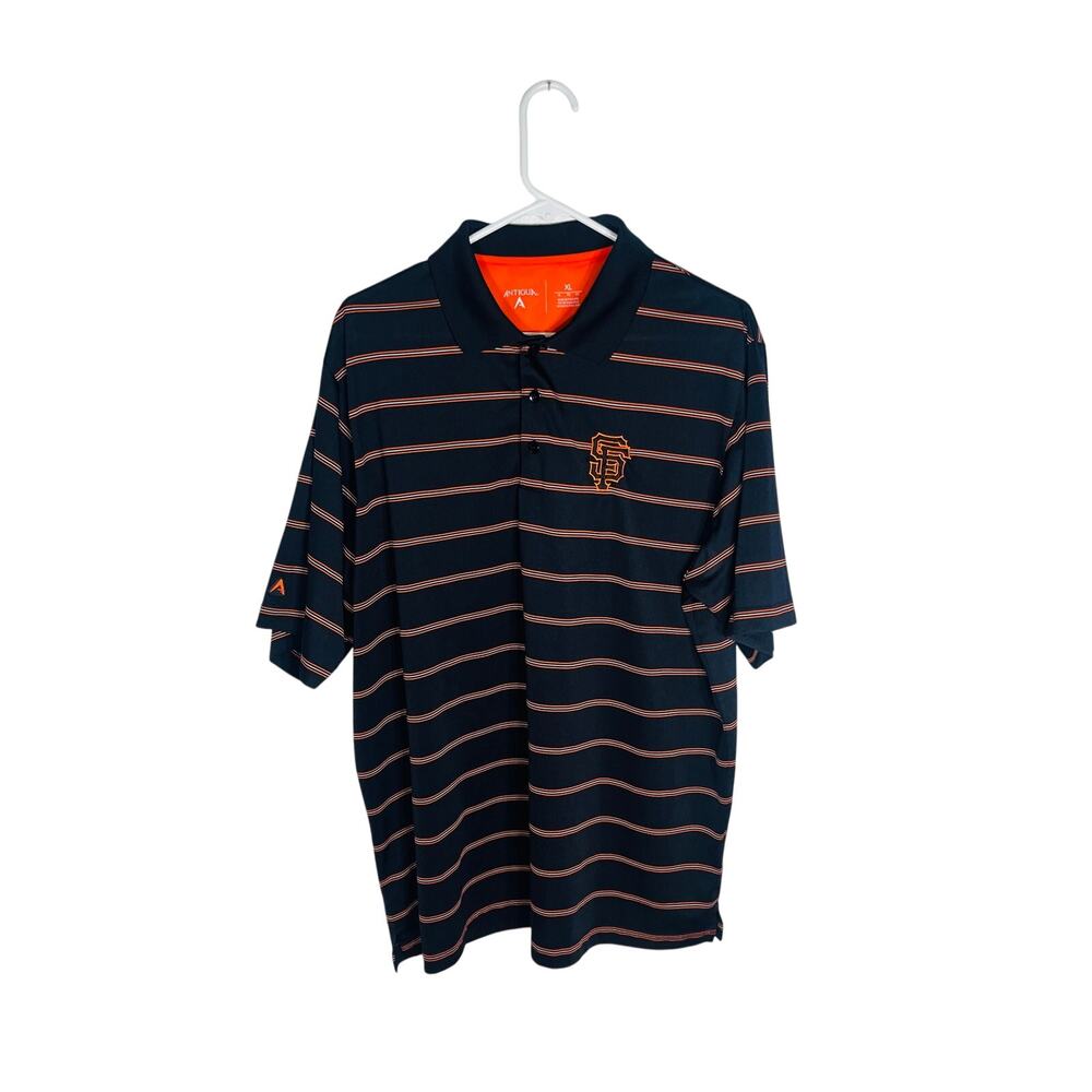 Antigua MLB San Francisco Giants Striped Polo Shirt Men’s Size XL Black Orange